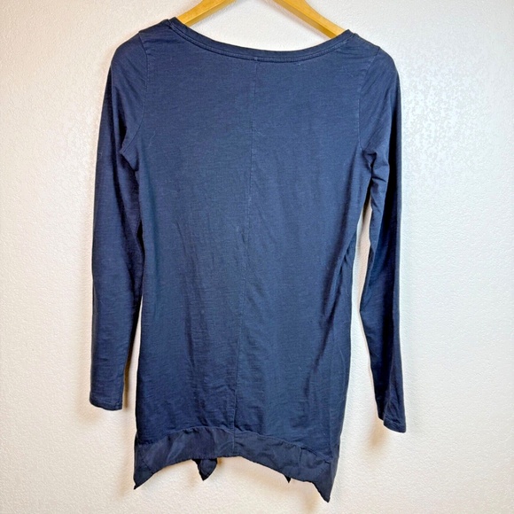 Garnet Hill Cotton Top Silk Contrast Gray Long Sleeve Women's Size XS - Picture 2 of 5